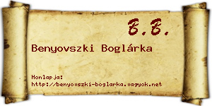Benyovszki Boglárka névjegykártya
